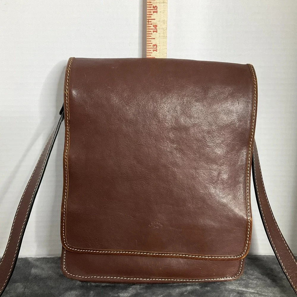 Katana Leather Messenger Bag Brown Crossbody Satchel Purse 10